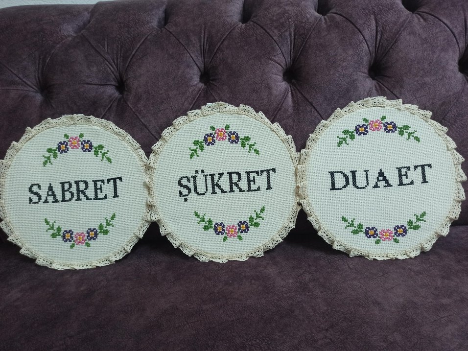 Bohem Çiçekli Nakışlı El Yapımı Duvar Süsü - Görsel 3