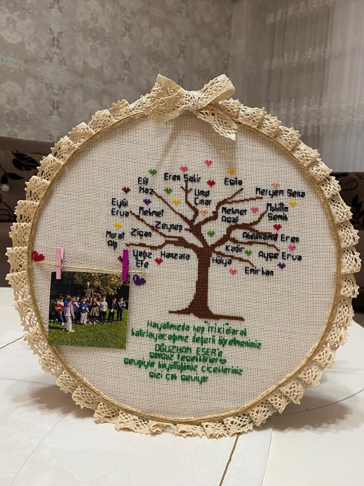Bohem Tarzı Nakışlı Aile Ağacı Çerçevesi - Görsel 2
