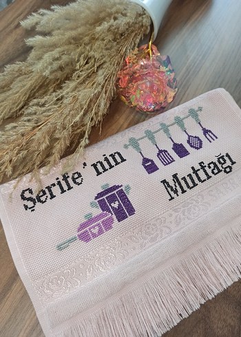 Nakışlı Mor Mutfak Havlusu - Görsel 4