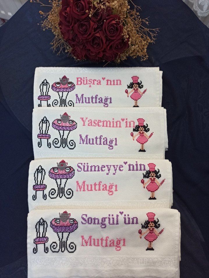 Kişiye Özel Pembe Mutfak Havlusu - Görsel 3