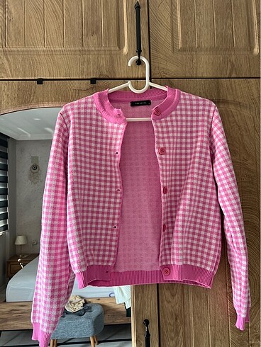 Trendyol & Milla Pembe pötikare jakarlı triko hırka