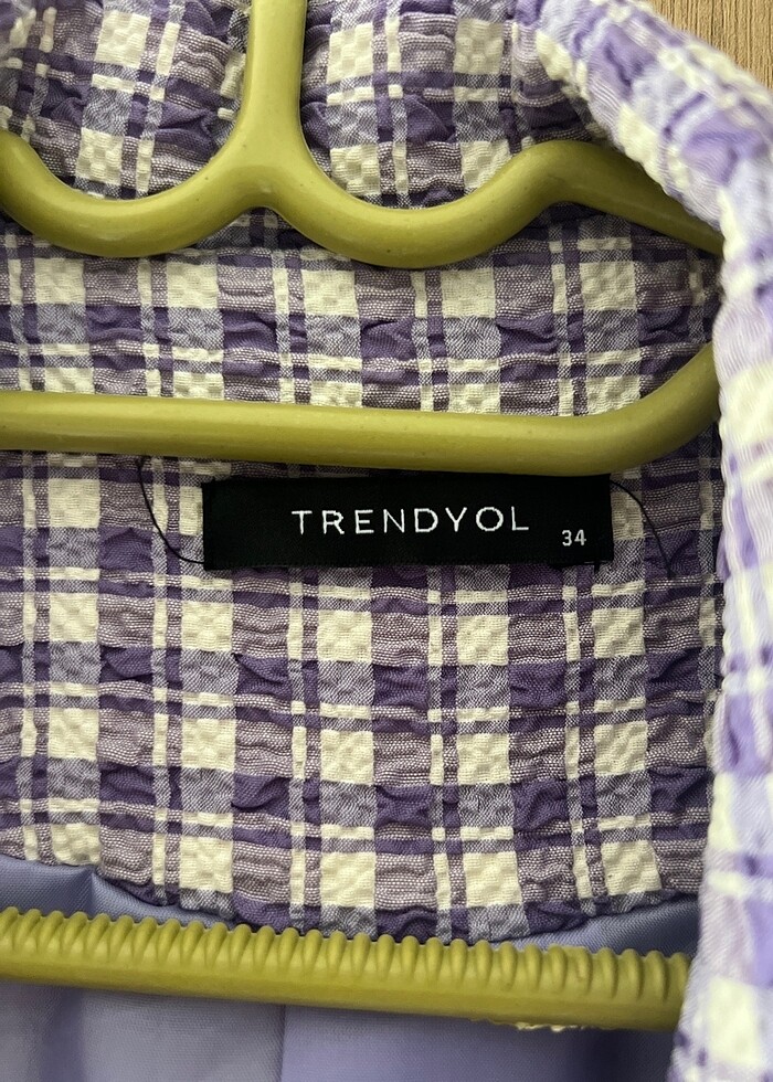 Lila düğmeli blazer ceket - Görsel 3