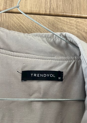 Taş Uzun Keten Düğmeli Trençkot - Görsel 2