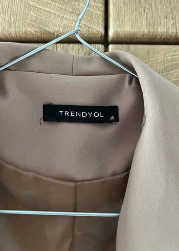 Vizon Kadın Kemerli Blazer Ceket - Görsel 3