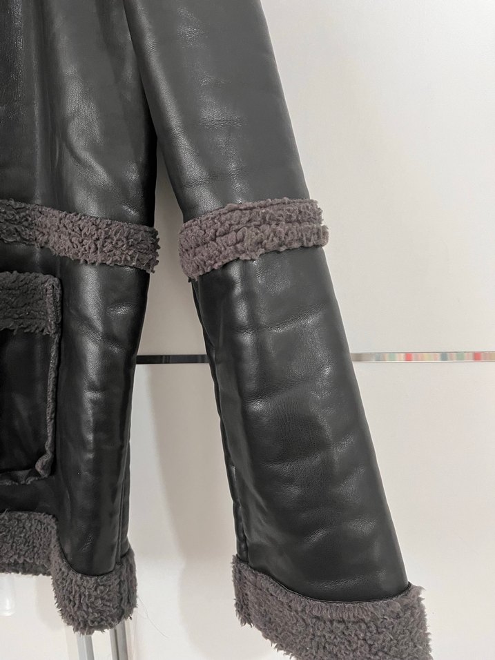 Kürk Detaylı Deri Kadın Ceket - Görsel 3