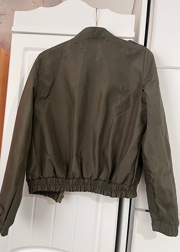 Haki yeşil  Kısa Fermuarlı Kadın Ceket - Görsel 2