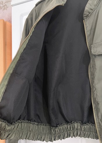 Haki yeşil  Kısa Fermuarlı Kadın Ceket - Görsel 3