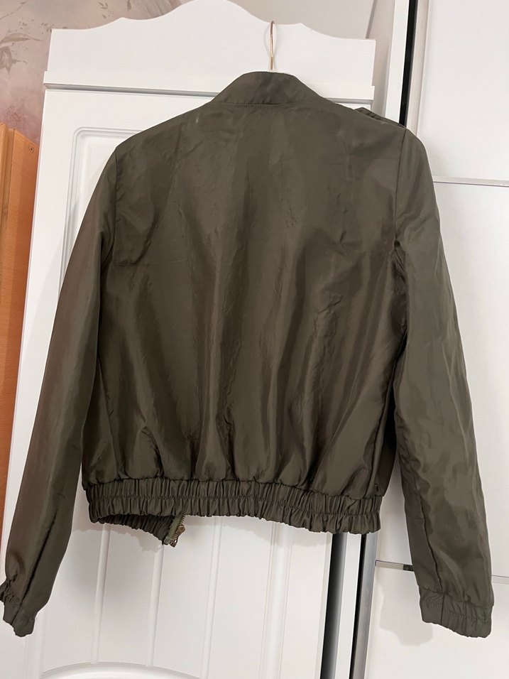 Haki yeşil  Kısa Fermuarlı Kadın Ceket - Görsel 2