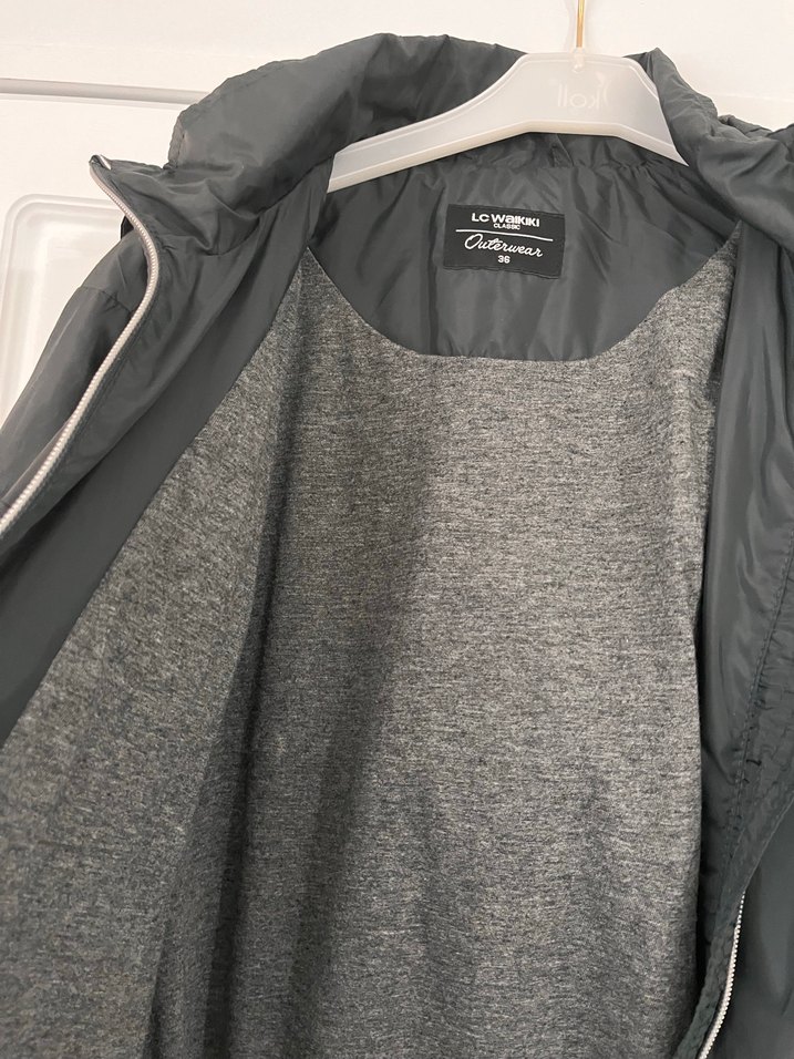 Haki yeşil Midi Boy kadın yağmurluk Fermuarlı - Görsel 3