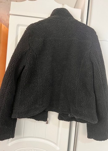 Siyah Fermuarlı Peluş Kadın Midi Ceket - Görsel 3