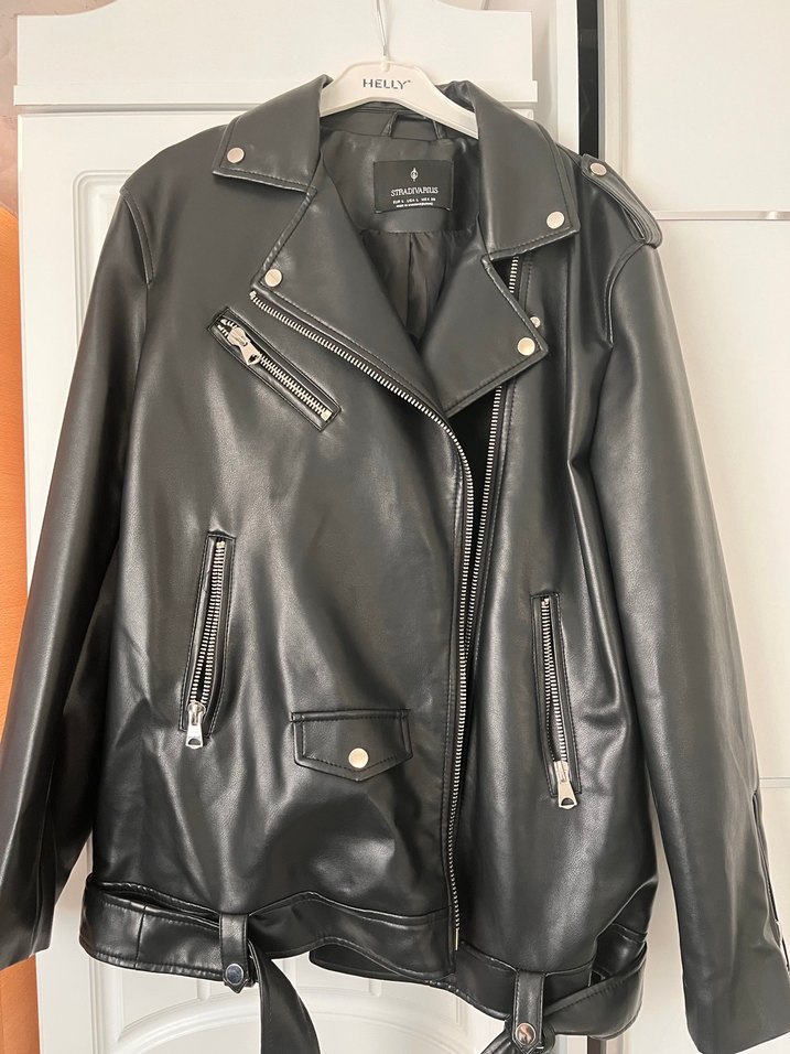 Siyah Deri Biker Ceket - Görsel 2