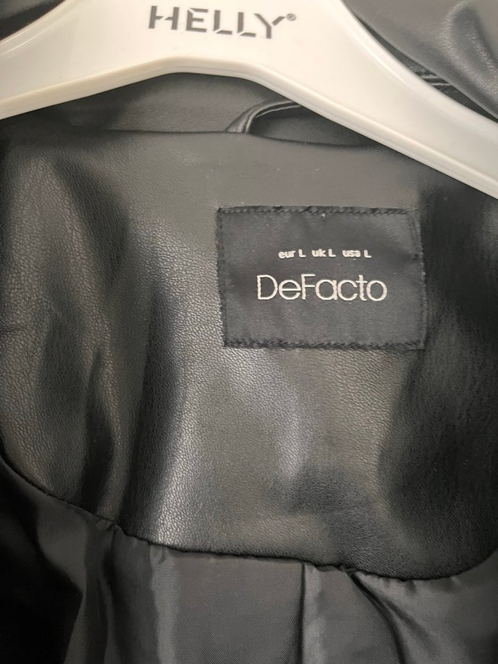 Siyah Uzun Deri Kadın Ceket - Görsel 5