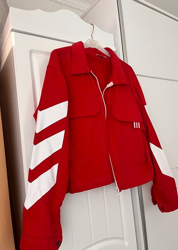 Fermuarlı Kırmızı Uzun Kollu Kadın Ceket - Görsel 2