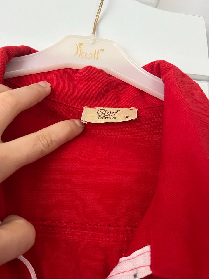 Fermuarlı Kırmızı Uzun Kollu Kadın Ceket - Görsel 4