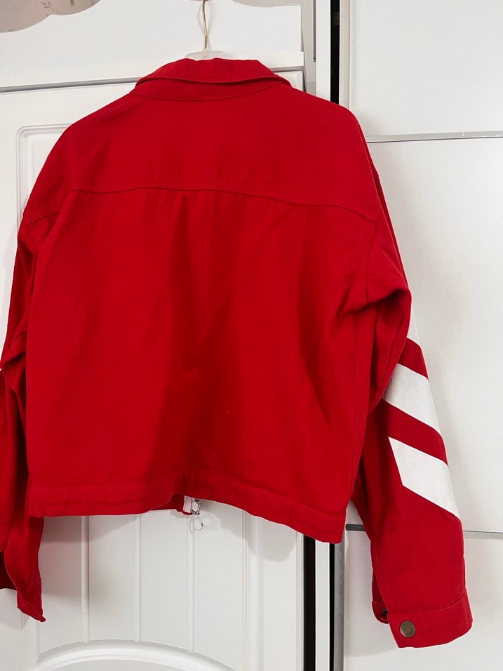 Fermuarlı Kırmızı Uzun Kollu Kadın Ceket - Görsel 3