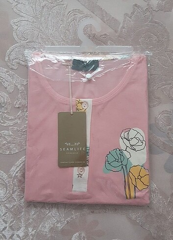 s Beden pembe Renk Yüzde Yüz Pamuklu Pijama Takımı 