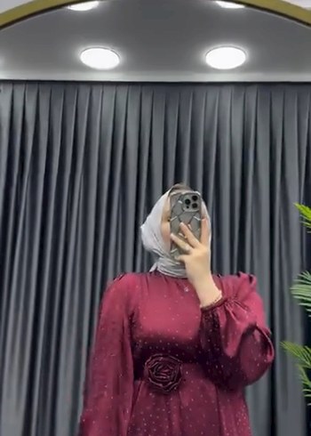 Diğer Bordo Uzun Drapeli Kadın Elbise 2 defa giyildi tertemiz