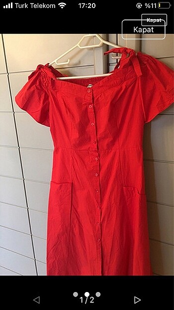 Koton kırmızı elbise - Görsel 4
