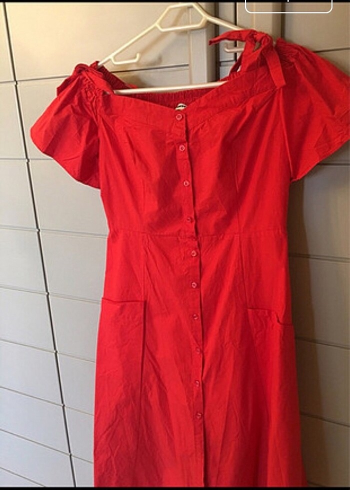 Koton kırmızı elbise - Görsel 4