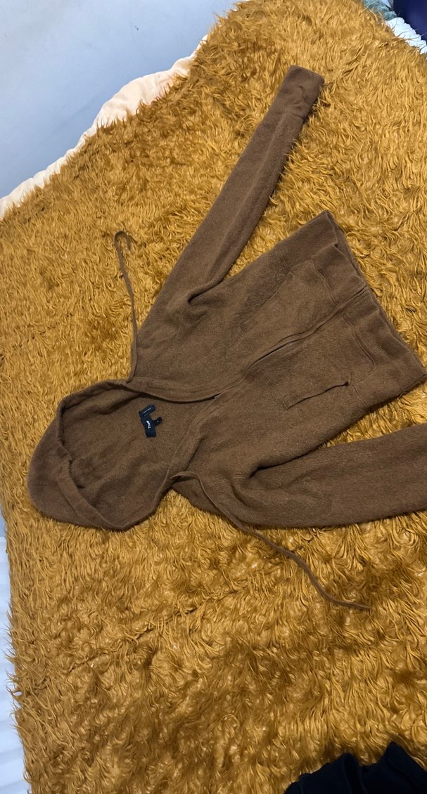 Orijinal Theory marka Açık Kahverengi Kapüşonlu Kadın Eşofman - Görsel 3