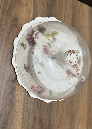 Çiçek Desenli Beyaz Porselen Pasta tabağı Takımı - Görsel 3