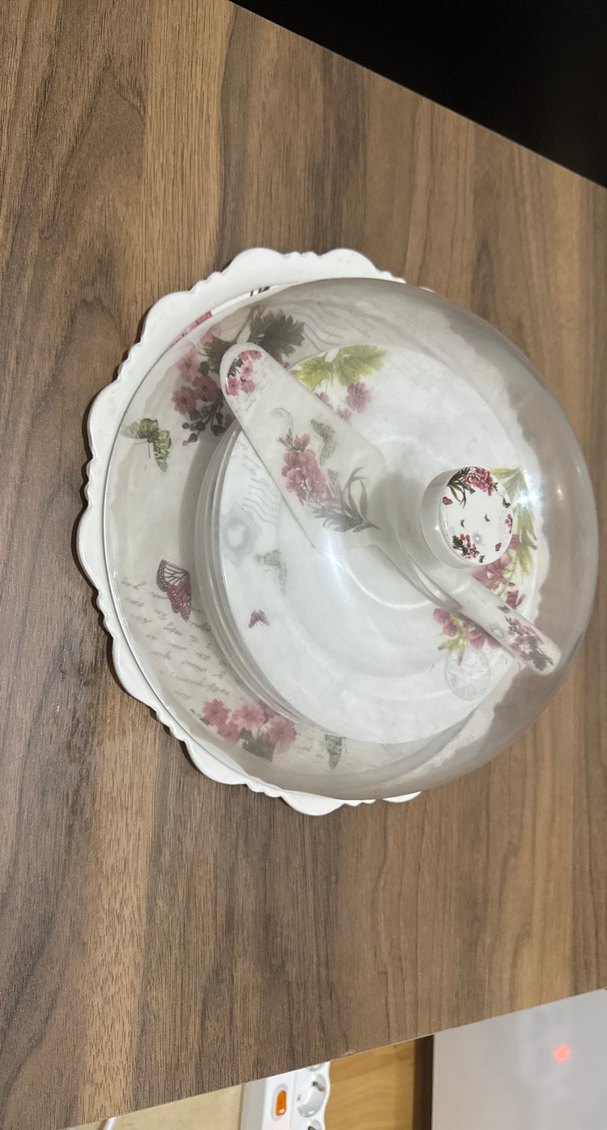 Çiçek Desenli Beyaz Porselen Pasta tabağı Takımı - Görsel 3