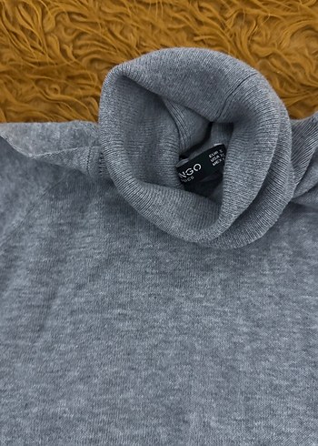 Mango Gri Kadın Boğazlı Örgü Kazak - Görsel 4