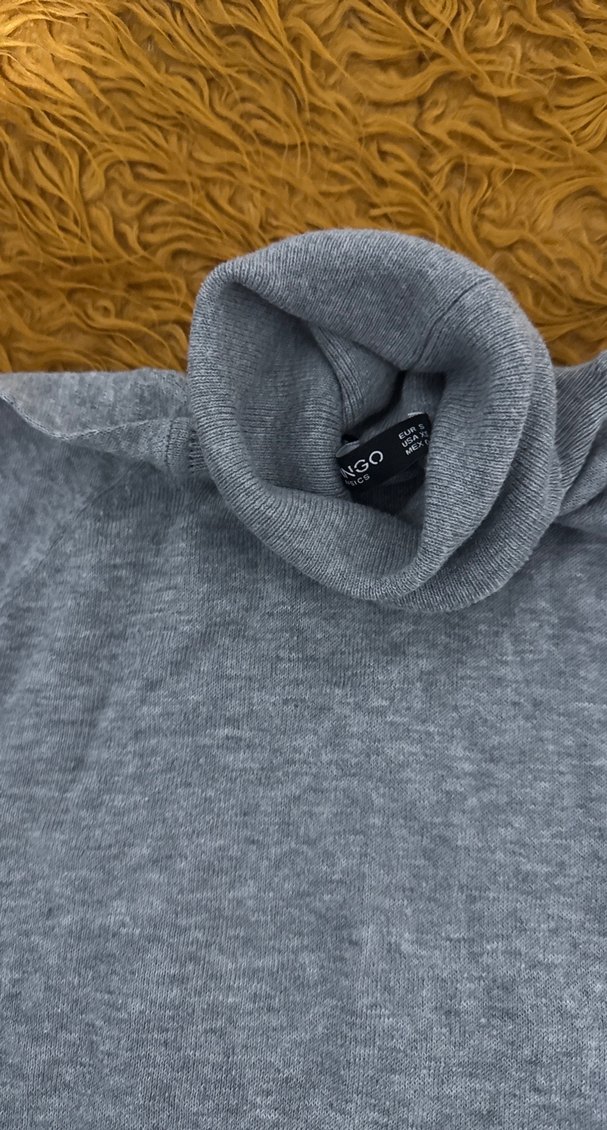 Mango Gri Kadın Boğazlı Örgü Kazak - Görsel 4