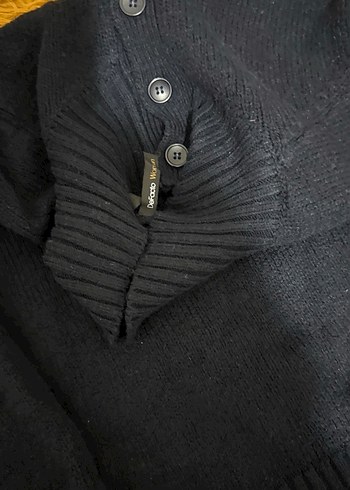 Defacto Kadın Koyu Lacivert Yün Boğazlı Kazak - Görsel 8