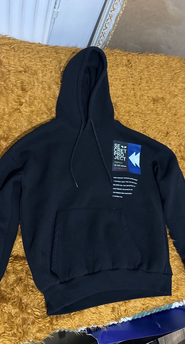 Siyah Kapüşonlu Kadın Sweatshirt - Görsel 2