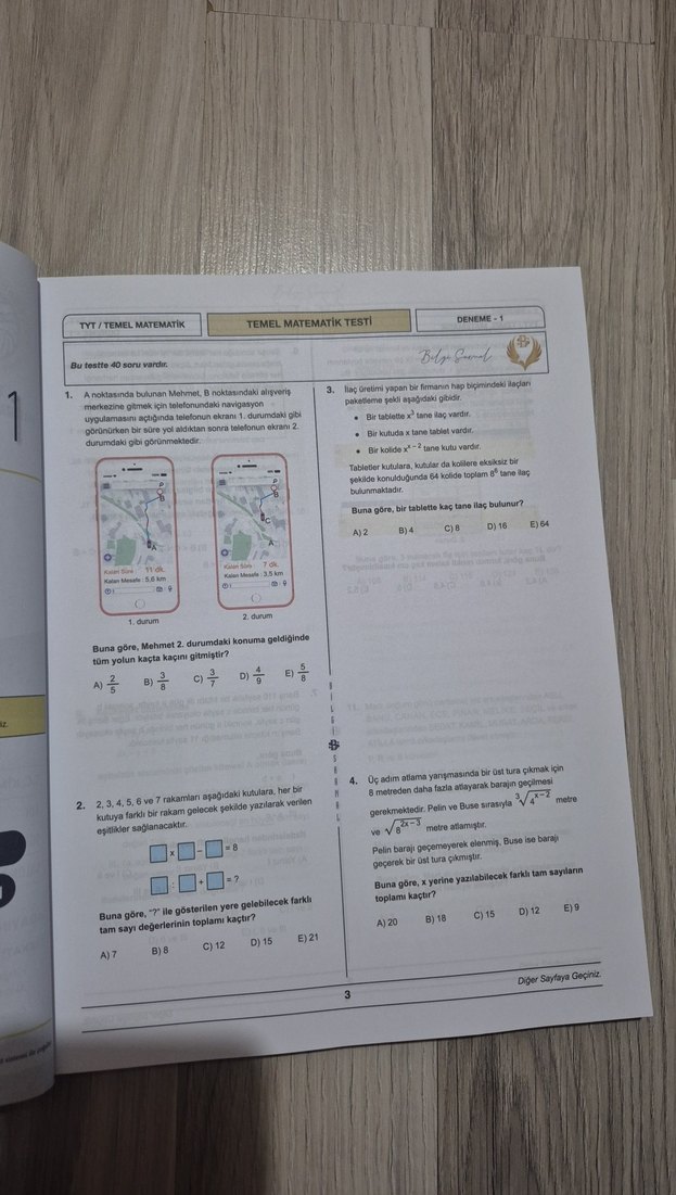 Bilgi Sarmal Matematik TYT Branş Denemeleri 15x40 - Görsel 3