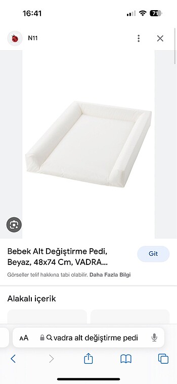 Ikea Vadra bebek alt değiltirme pedi