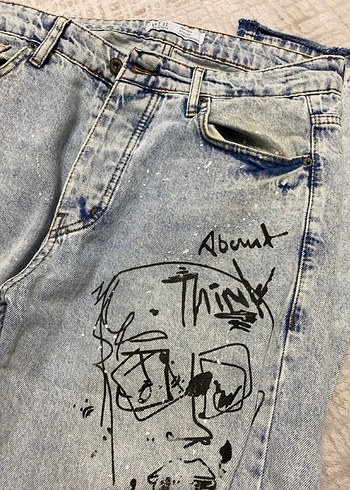 Gri Tie-Dye Desenli Salaş Erkek Jean - Görsel 3