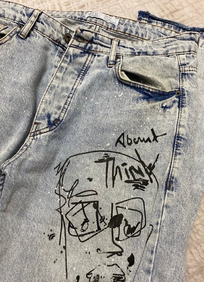 Gri Tie-Dye Desenli Salaş Erkek Jean - Görsel 3