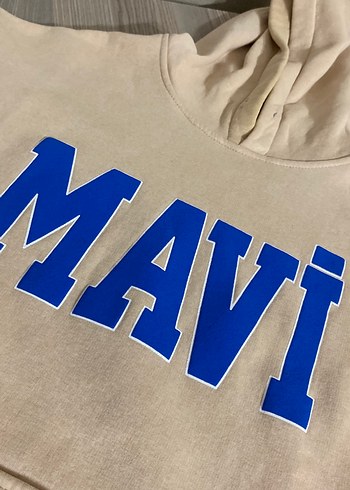 Mavi Baskılı Kapüşonlu Kısa Kollu Sweatshirt - Görsel 2