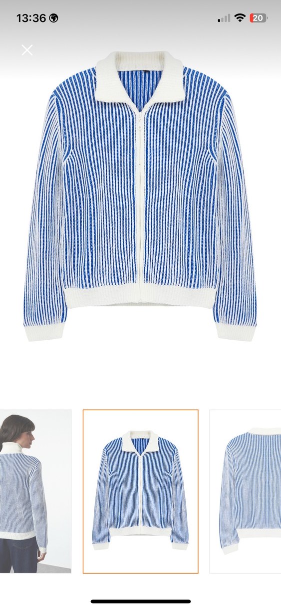 Fermuarlı Beyaz-Lacivert  Kadın Kazak - Görsel 4