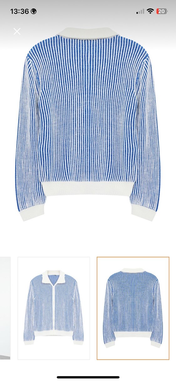 Fermuarlı Beyaz-Lacivert  Kadın Kazak - Görsel 3