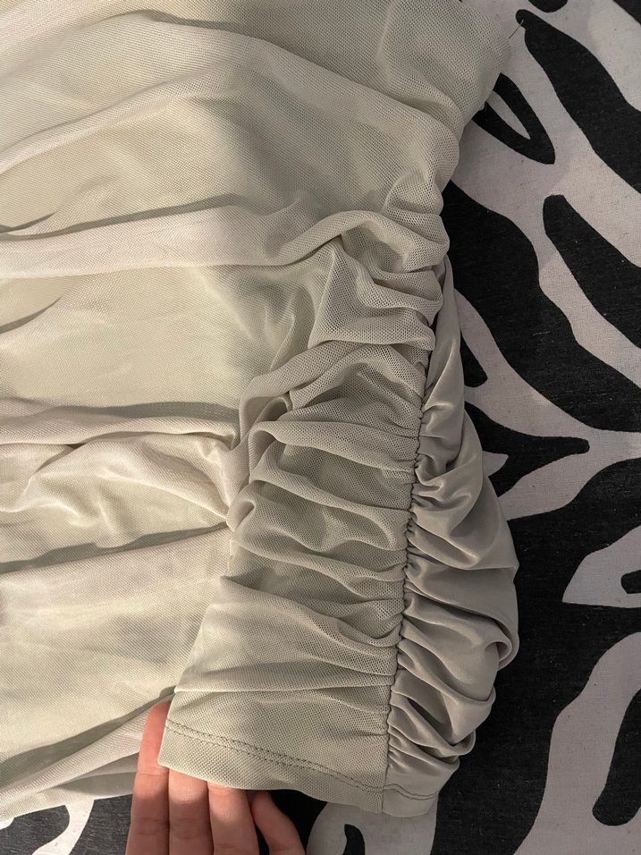 Gri Drapeli Mini Straplez Elbise - Görsel 2