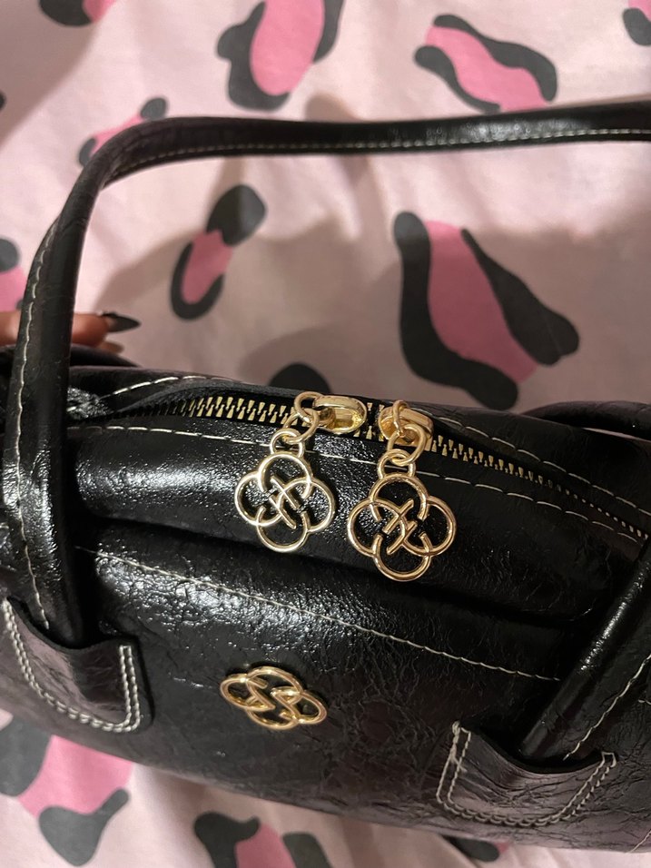 Koyu Siyah Deri Kadın Omuz Çantası - Görsel 2