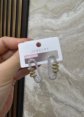 Gri-gold  Küpe - Görsel 2