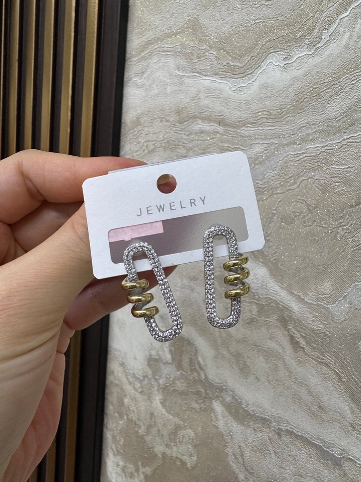 Gri-gold  Küpe - Görsel 2