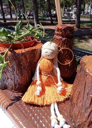 Makrome Bebek Anahtarlık Turuncu