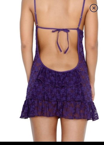 Miorre Pierre Cardin Miorre Mor Dantelli İnce Askılı Midi Gecelik