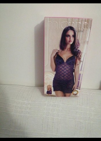 l Beden mor Renk Pierre Cardin Miorre Mor Dantelli İnce Askılı Midi Gecelik