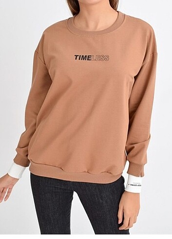 Kadın vizon timeless baskılı sweatshirt 