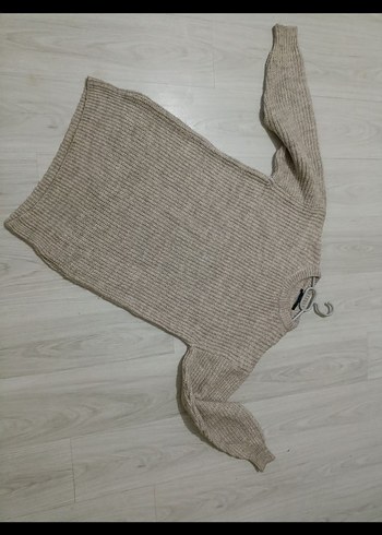 Bej Boğazlı Örgü Kadın Kazak - Görsel 3