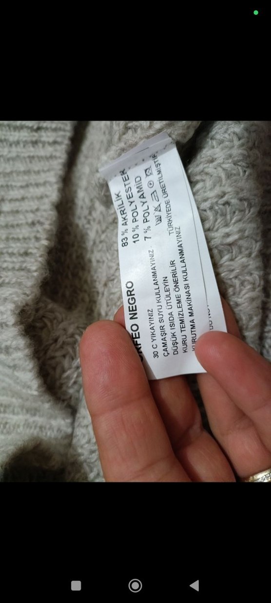 Bej Boğazlı Örgü Kadın Kazak - Görsel 4