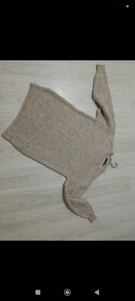 Bej Boğazlı Örgü Kadın Kazak - Görsel 3