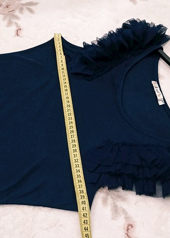 Kadın Lacivert Kolsuz Fırfırlı Bluz - Görsel 7