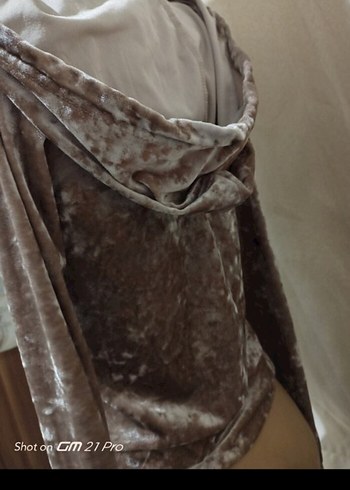 Bej Kadife Fermuarlı Kapüşonlu - Görsel 8